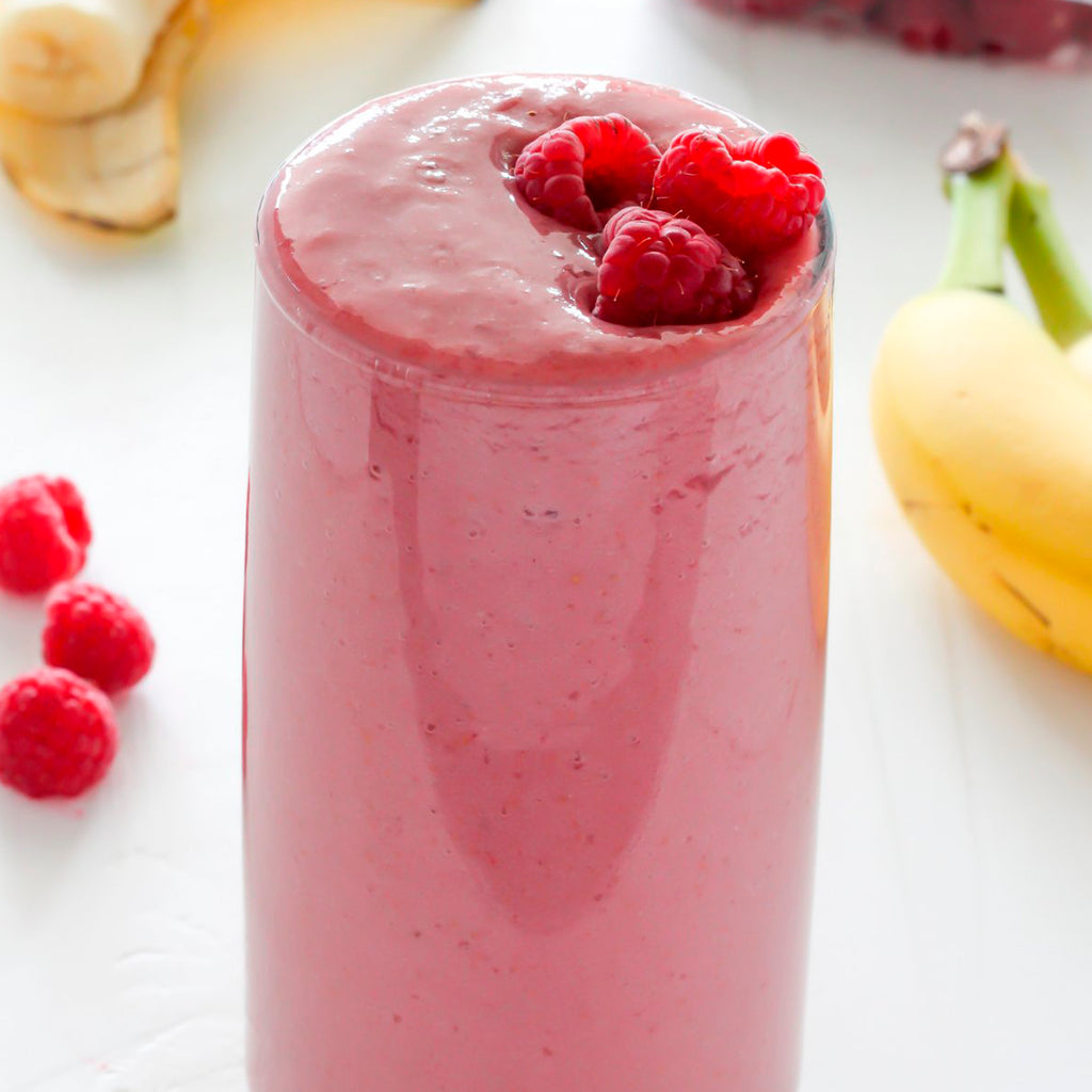 SMOOTHIE DE FRAMBUESAS, PLÁTANO Y BE COLLAGEN.